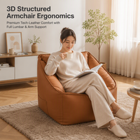 Fauteuil ergonomique en cuir technique OEM, pouf, canapé-lit, chaise longue imperméable et nettoyable avec billes EPP – Vente en gros