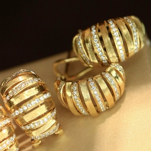 Aazuo – bijoux Vintage en or jaune massif 18 carats, diamants naturels, boucles d'oreilles de luxe, cadeau pour femmes, mariage, fête haut de gamme, Au750 - Product Image 5