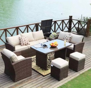 Canapé d'extérieur en <span class=keywords><strong>rotin</strong></span> tressé pour jardin, parc, hôtel, <span class=keywords><strong>salon</strong></span>, avec coussins imperméables – Excellent rapport qualité-prix - Product Image 3