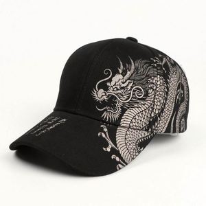 Spring and Summer Men and Women <b>Chinese</b> Style Dragon Pattern Outdoor Fashionable Hip-hop 6 Panel Printed Baseball Caps - Product Image 2