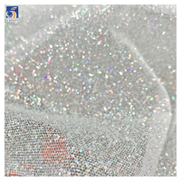 YX992 2026 holografik Super putih debu Glitter kain Tulle lembut Flash berkilau Mesh Glitter kain pernikahan pengantin