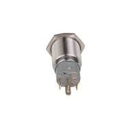 Interruptor de Botón Pulsador Metálico de Cabeza Plana de 22mm, Impermeable, a Prueba de Polvo, Momentáneo y con Bloqueo, 1NO+1NC, con Iluminación LED en Anillo