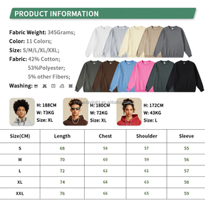 Felpa Oversize Unisex da 345gsm a Maniche Lunghe in <span class=keywords><strong>Cotone</strong></span> Termico con Girocollo per Coppia Maglietta Sportiva Vestibilità Ampia da <span class=keywords><strong>Uomo</strong></span> e Donna - Product Image 5