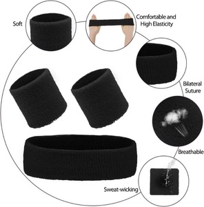 Conjunto de Diadema Deportiva y Muñequeras de Algodón para Moda y Deporte, para Mujeres y Hombres, Ciclismo, Gimnasio, Baloncesto, <span class=keywords><strong>Tenis</strong></span> - Product Image 2