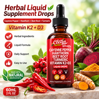 Complément Herbal Liquide au Poivre de Cayenne avec Aubépine, Racine de Betterave, Curcuma, Vitamine K2+D3 60mL