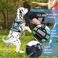 Ensemble de harnais tactique robuste pour chien, 3 pièces/ensemble, en nylon réfléchissant, rembourré, confortable, respirant, en maille, pour tous les animaux de compagnie