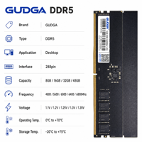 Mémoire RAM GUDGA DDR5 8 Go 5600 MHz pour ordinateur de bureau, garantie qualité 5 ans