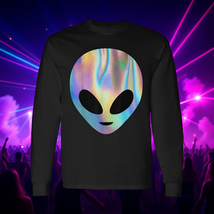 "Rainbow Alien UFO Long Sleeve <b>T</b>-<b>Shirt</b> for <b>Rave</b> Events" - Product Image 3