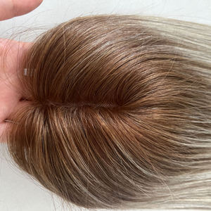 Clip de Color <span class=keywords><strong>en</strong></span> <span class=keywords><strong>la</strong></span> pieza del cabello resaltar ombre color judío Kosher Topper Base Toupee <span class=keywords><strong>5</strong></span>*6 mono base Topper para mujeres - Product Image 3
