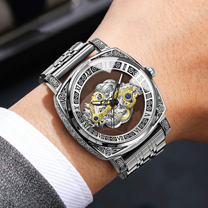 Reloj Deportivo de Moda para Hombre con Movimiento de Cuarzo Tallado Retro, Esfera Luminosa, Caja de Metal, Diseño de Esfera Transparente a Prueba de Agua - Product Image 3