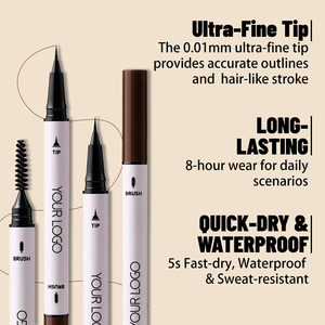 Crayon à sourcils double embout végétalien longue tenue, ultra fin, à micro-pointes de haute qualité pour sourcils sauvages, marque privée - Product Image 2