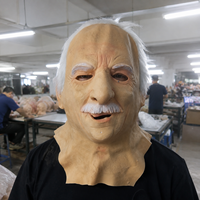 Masque en latex réaliste de vieil homme avec cheveux blancs et moustache, design de personnage âgé pour visage complet, drôle et amusant, pour Pâques et Halloween, OEM