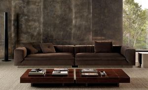 Divano Moderno di Lusso <span class=keywords><strong>in</strong></span> Stile Italiano per Soggiorno con Struttura <span class=keywords><strong>in</strong></span> Legno e Rivestimento <span class=keywords><strong>in</strong></span> Tessuto Nubuck/Suede, Arredamento Contemporaneo - Product Image 2