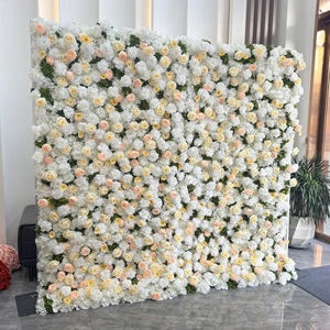 Premium 3D Artificial <b>Flower</b> <b>Wall</b> Soft Silk Floral Panel Romantic Rose Backdrop For Wedding Party Bridal Shower Indoor Event W - Product Image 4