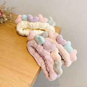 Diademas de Felpa de Coral con Forma de Corazón Coloridas Personalizadas para Mujeres y Niñas - Yoga, Deporte, <span class=keywords><strong>Maquillaje</strong></span>, Lavado de Cara, Cabello - Product Image 4