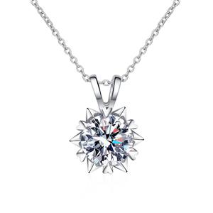 Collana in Argento Sterling 925 con Pendente a <span class=keywords><strong>Fiocco</strong></span> <span class=keywords><strong>di</strong></span> <span class=keywords><strong>Neve</strong></span> in Moissanite da 1 Carato, Taglio Brillante Rotondo, Regalo <span class=keywords><strong>di</strong></span> Lusso per Fidanzamento e Matrimonio - Product Image 1