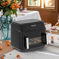 Friteuse à air électrique moderne en plastique à double panier, sans huile, sans fumée, antiadhésive, avec fenêtre de visualisation et écran tactile LED