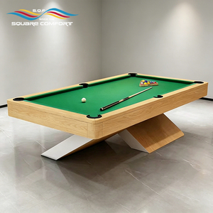<span class=keywords><strong>Table</strong></span> <span class=keywords><strong>de</strong></span> billard S.Q.F <span class=keywords><strong>de</strong></span> style scandinave en bois massif avec plateau en ardoise <span class=keywords><strong>de</strong></span> qualité tournoi 7/8/9 pieds, feutre vert, design flottant, pieds en X - Product Image 1