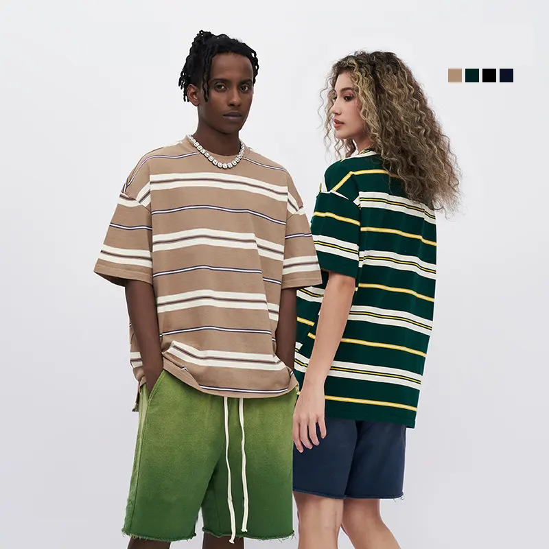 Individuelle 100 % Baumwolle Hip Hop O-Ausschnitt Druck Farbe passende gewebte übergroße Luxus nackenbedeckung einfarbig schwergewicht für Herren T-Shirt