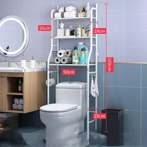 Étagères de toilette de salle de bains Étagère de rangement au sol Étagère de toilette Salle de bain Poinçonnage gratuit Machine à laver Bassin Étagère murale de rangement - Product Image 2