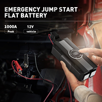 Dernier booster de batterie de voiture 4-en-1 Chargeur de batterie externe au lithium Pompe à air pour pneu Lumière LED Gonfleur d'éclairage d'urgence pour motos