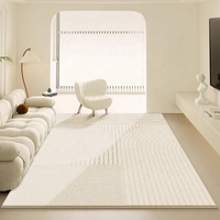 Moderner Abstrakter Kunstkaschmir Weicher Großer Bodenteppich Beige und Warmgrau Creme Neutraler Bereichsteppich