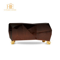 Meubles personnalisés pour villa de luxe moderne, armoire de rangement de forme irrégulière, table console en bois pour la décoration du salon