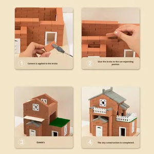 Kids Wooden DIY Masonry <strong>Building</strong> <strong>Toy</strong> <strong>Set</strong> Construct <strong>Brick</strong> Walls And Assemble <strong>Mini</strong> House Model For Creative Play - Product Image 6
