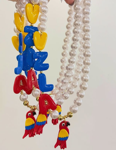 Collar Bohemio de Moda con Colgante de Perlas y Cadena de Acero Inoxidable para Hombre y Mujer, Joyería con Mapas de Corazones, Regalo - Product Image 4