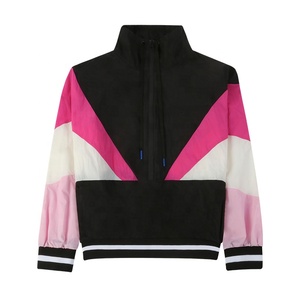Chaquetas de chándal de nailon unisex, ropa de calle con logotipo personalizado para hombre, cortavientos, cremallera completa, color <span class=keywords><strong>rosa</strong></span> y negro, prendas de vestir impermeables - Product Image 1