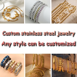 Bracelets et breloques de créateur en acier inoxydable 316L, résistants au ternissement et imperméables, plaqués or 14K 18K, pour la vente en gros - Product Image 5