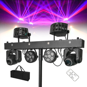 Barra DJ Professionale Portatile con Teste Mobili 2x30W e Fari LED Par 6x5W RGBW 4in1 con Stativo per Illuminazione Scenica - Product Image 1