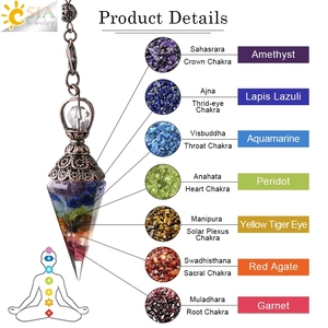CSJA 7 chakra reiki Cristaux de pierre de guérison naturelle pendule radiesthesie pendulo <span class=keywords><strong>quartz</strong></span> G854 - Product Image 2