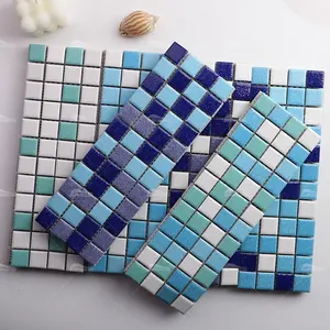 Pronta consegna all'ingrosso fabbrica linea di galleggiamento in ceramica a buon mercato piscina piastrelle 1 pollice smalto quadrato antiscivolo piastrelle mosaico piscina