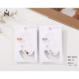 Pendientes de Clip con Letra Mamá, Zirconia Cúbica de 6mm, Acero Inoxidable, Chapado en Oro, Juego de Joyería de Moda Unisex, Regalo, Estilo Moderno - Product Image 1