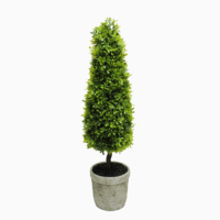 Décoration de plantes topiaires artificielles Boule de gazon artificiel en pot de ciment Ornements de jardin