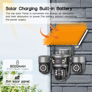 كاميرا لاسلكية خارجية مع لوحة شمسية بدقة 6 ميجابكسل وثلاث عدسات مع خاصية الكشف عن الحركة بالذكاء الاصطناعي ومقاومة للماء للمزارع/الحدائق، كاميرا اقتصادية قابلة للتكبير - Product Image 4