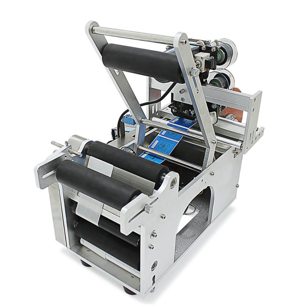 Новейшая полуавтоматическая Плоская Круглая банка для бутылок, двойная настольная машина для розлива и этикеток