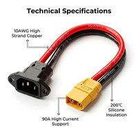 Connecteur XT90 mâle vers prise d'alimentation C14 3 broches, câble de charge pour batterie de voiture, connecteur de charge pour vélo électrique, nouvelle énergie