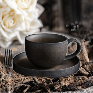 Tasses de voyage en céramique japonaise, tasse à café rétro, tasse à latte vintage, cadeaux d'affaires, noir - Product Image 3