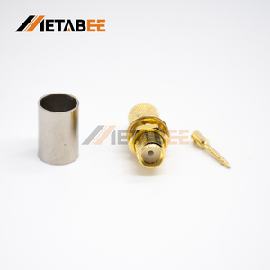 Conector coaxial de 50 ohmios RP SMA Jack, latón de crimpado recto chapado en oro para alimentadores de antena RG8 - Product Image 1