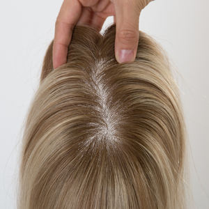 ท็อปเปอร์ผมแท้จากยุโรปเกรดพรีเมียม 3x6x6 รูปทรงลูกแพร์ ฐานโมโน <span class=keywords><strong>ผม</strong></span>ตรงสีน้ำตาลบลอนด์ไล่เฉด ไม่หลุดร่วง สำหรับผู้หญิง - Product Image 5
