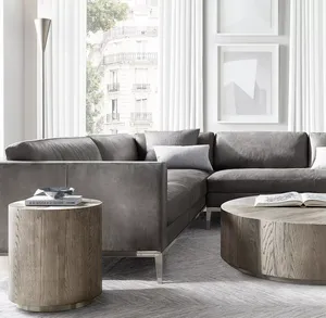 高品质现代休闲廉价当代家具l形真皮PU沙发客厅沙发