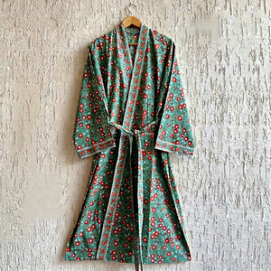Bata Kimono de Algodón Estilo Boho, Ligera para Verano, Estampada a Mano, Etiqueta Personalizada, Proveedor de Pedidos al por Mayor - Product Image 1