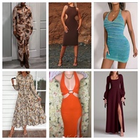 Vestido de verano francés de segunda mano para mujer, corte ajustado, largo medio, venta al por mayor de ropa usada