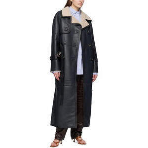 <span class=keywords><strong>Pantaloni</strong></span> di <span class=keywords><strong>pelle</strong></span> marrone a vita bassa su misura <span class=keywords><strong>pantaloni</strong></span> di <span class=keywords><strong>pelle</strong></span> di agnello con goffratura larga a vita bassa <span class=keywords><strong>pantaloni</strong></span> da donna di alta qualità - Product Image 4