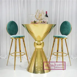 Round stainless steel cocktail bar tables set for club furniture