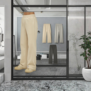 Pantalon large décontracté pour homme en lin respirant, coupe droite ample, 350 GSM, collection Printemps-Été, style athlétique - Product Image 3