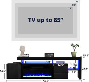 Meuble TV <span class=keywords><strong>cheminée</strong></span> ultra large, adapté aux centres de divertissement TV, avec <span class=keywords><strong>cheminée</strong></span> en direct et lumières LED, meuble TV - Product Image 3
