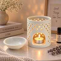 Brûleur d'huiles essentielles en céramique, chauffe-cire creux pour bougies chauffe-plat avec plateau amovible, diffuseur d'arômes, décoration d'intérieur